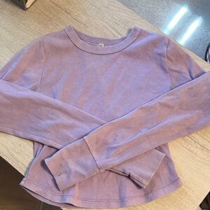Lilac Ribbed Long Sleeve Crop Top